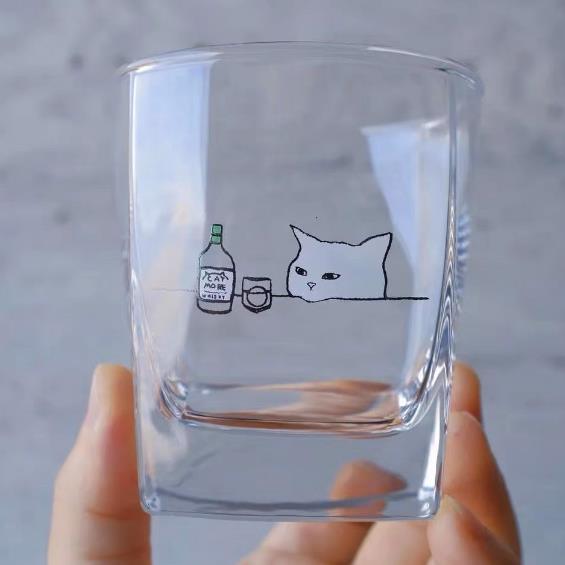 Cheers With Cat Whiskey Glass