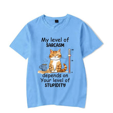 Load image into Gallery viewer, My Level of Sarcasm Depends on Your Level of Stupidity T-Shirt [Plus Size Available]
