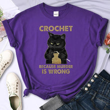 Load image into Gallery viewer, Crochet Because Murder Is Wrong Cattitude T-Shirt [Plus Size Available]
