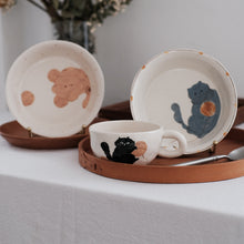 Load image into Gallery viewer, Artist Handmade Cats Cup And Plate

