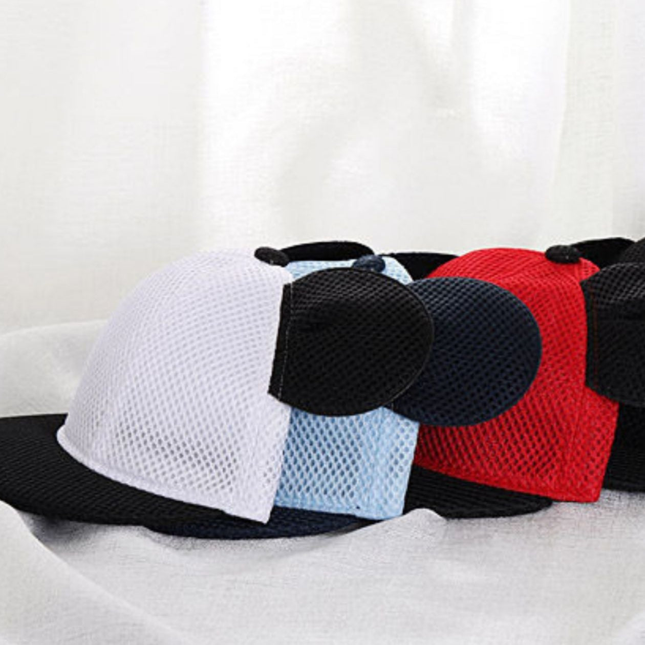 Set of adult mesh baseball caps with cute ear details