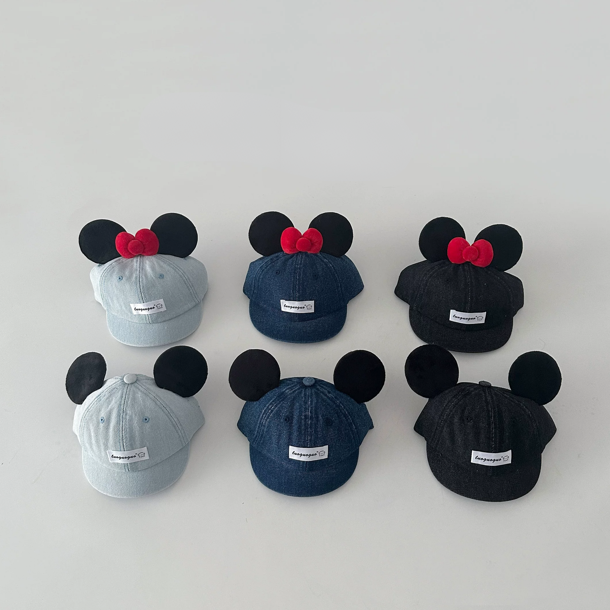 Adorable Bow & Ears Denim Short Brim Cap For Kids