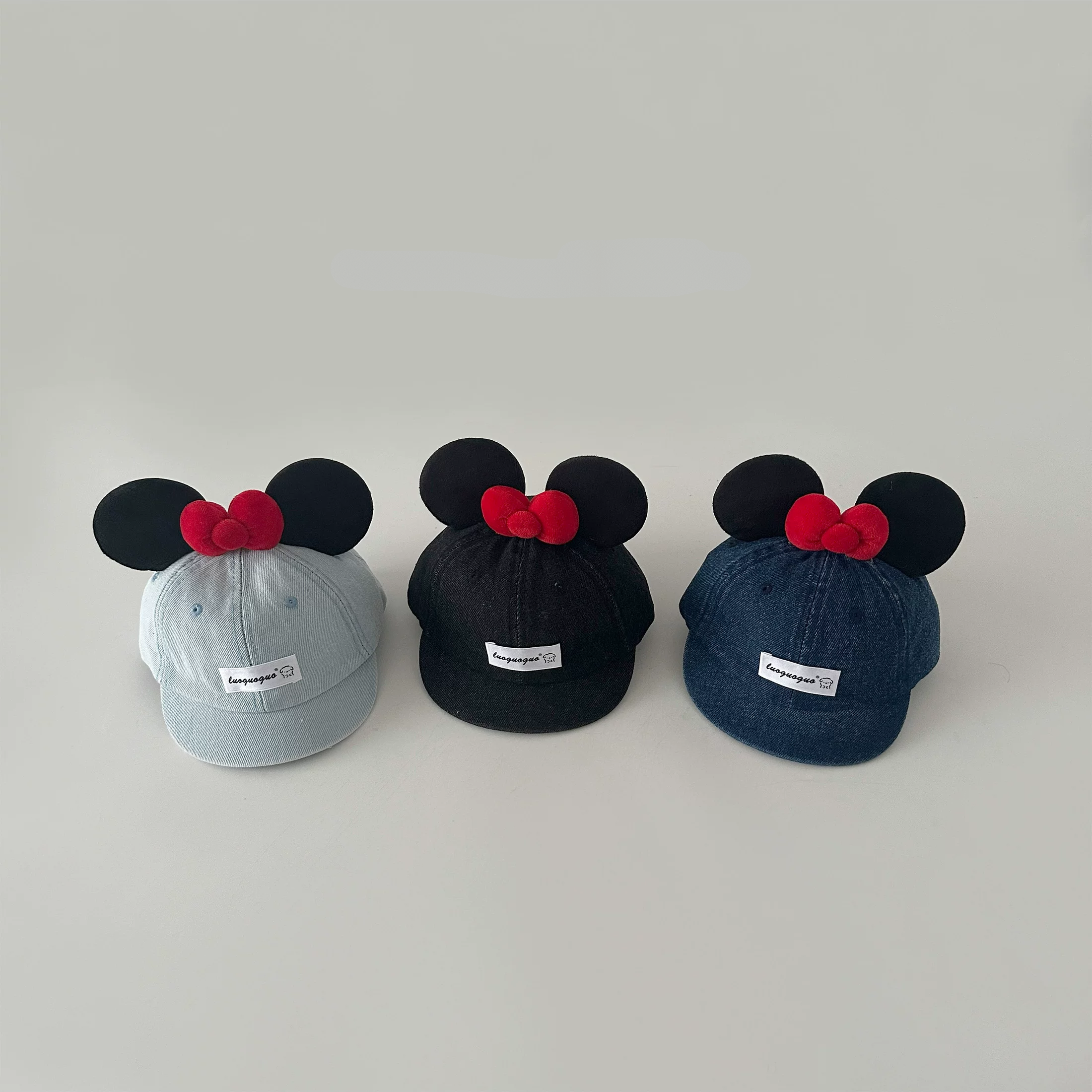 Adorable Bow & Ears Denim Short Brim Cap For Kids