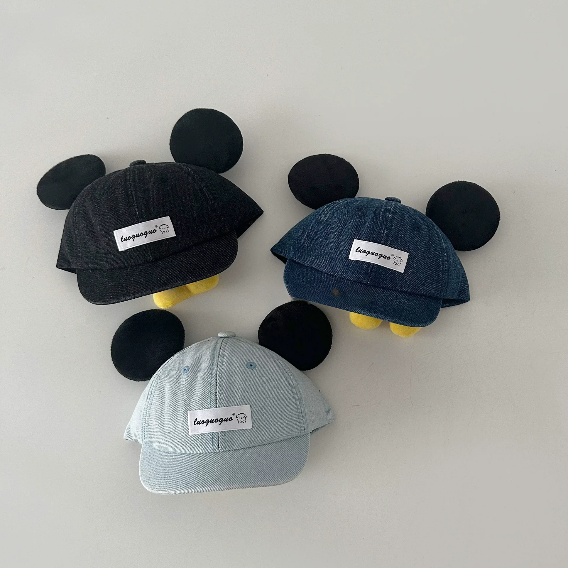 Adorable Bow & Ears Denim Short Brim Cap For Kids