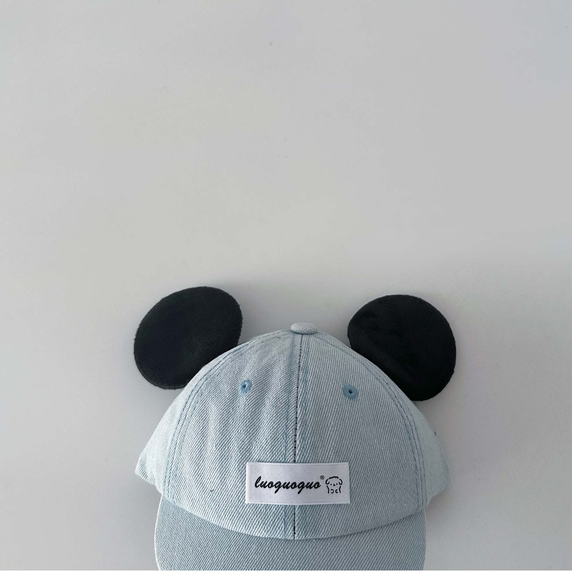 Adorable Bow & Ears Denim Short Brim Cap For Kids