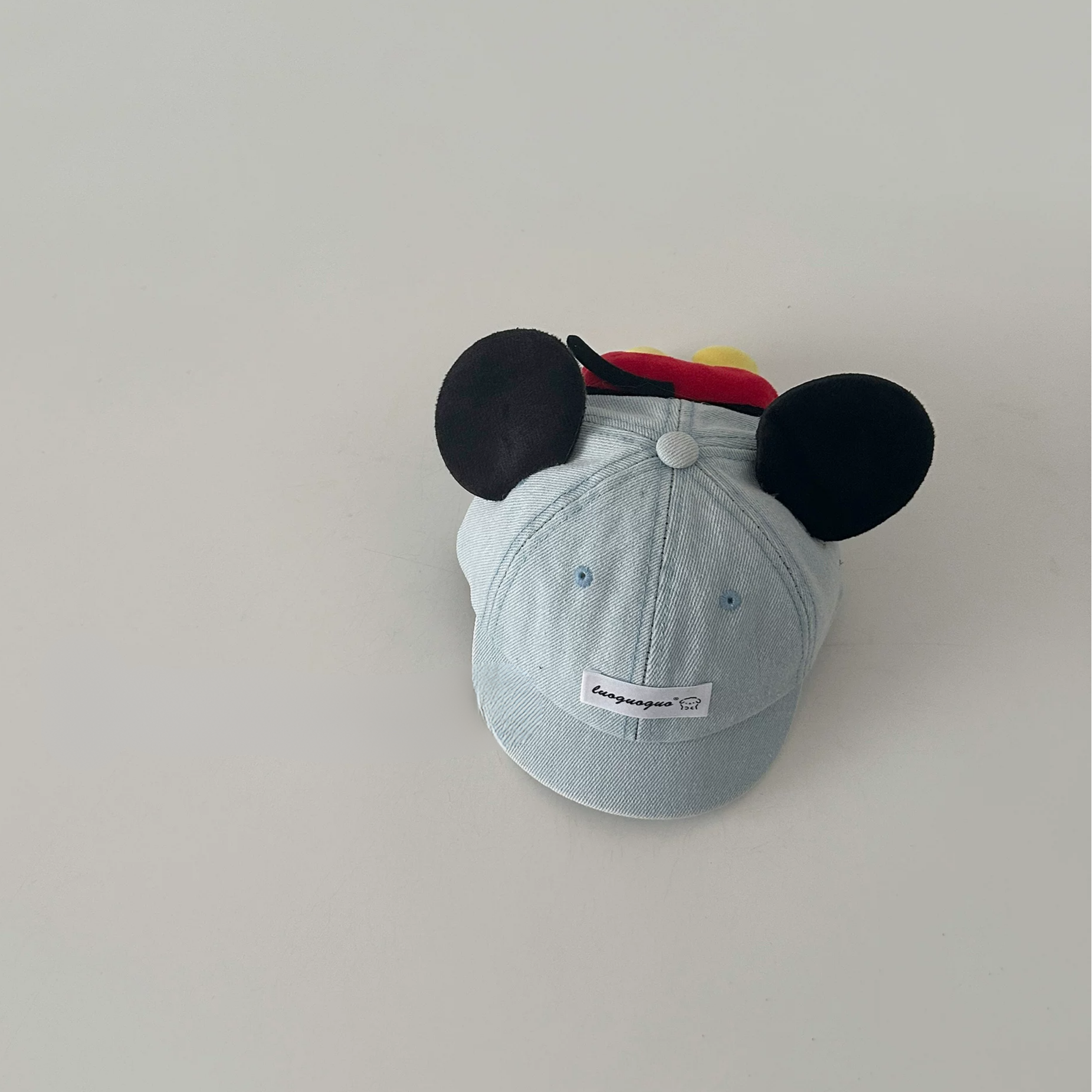 Adorable Bow & Ears Denim Short Brim Cap For Kids