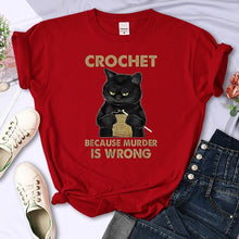 Load image into Gallery viewer, Crochet Because Murder Is Wrong Cattitude T-Shirt [Plus Size Available]
