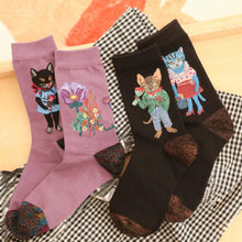 Load image into Gallery viewer, Forest Cat Fairy Jacquard Socks
