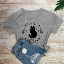 Load image into Gallery viewer, Creature Of The Night Black Cat T-shirt [Plus Sizes Available]
