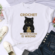 Load image into Gallery viewer, Crochet Because Murder Is Wrong Cattitude T-Shirt [Plus Size Available]
