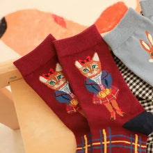 Load image into Gallery viewer, Forest Cat Fairy Jacquard Socks
