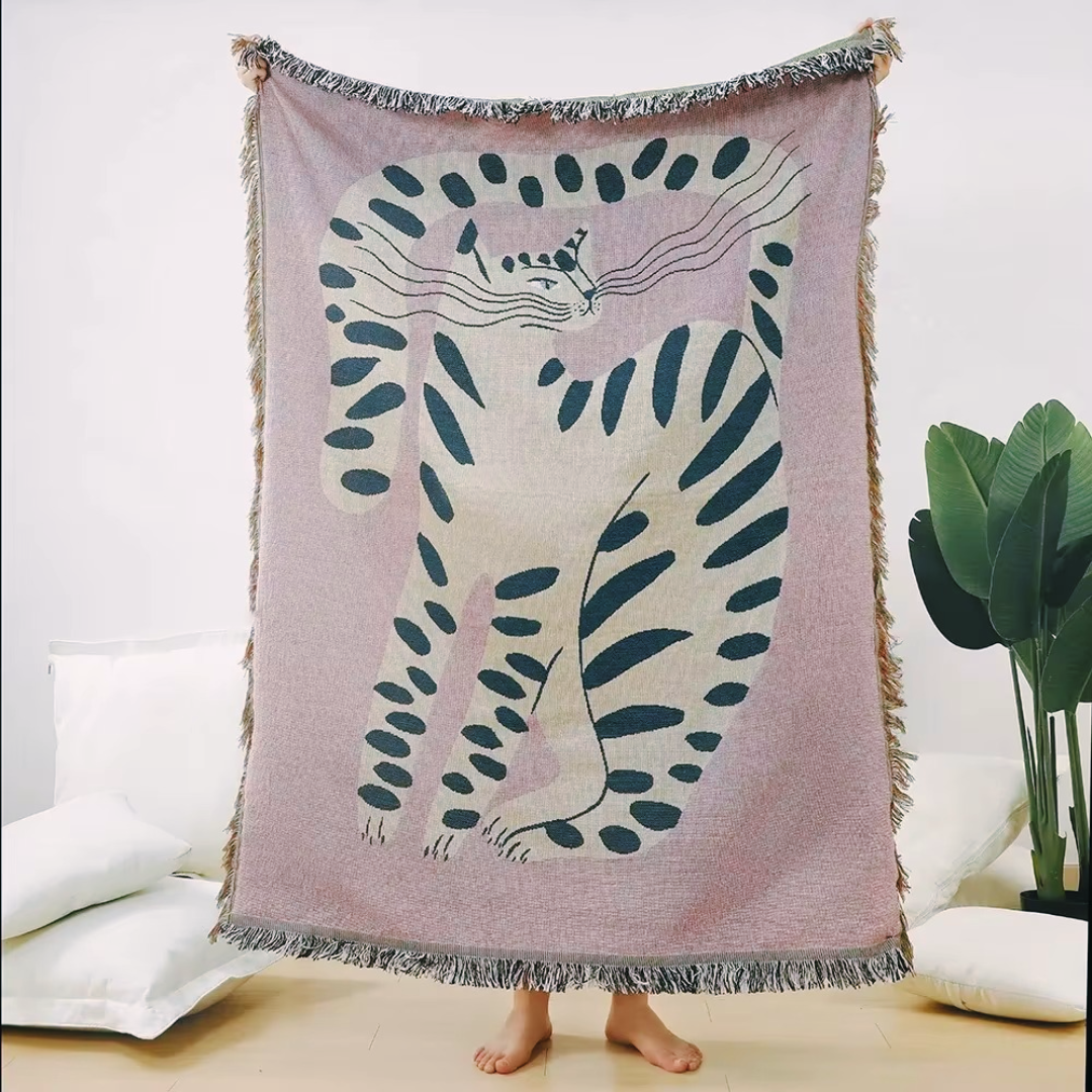 Exotic Pink Cat Throw Blanket