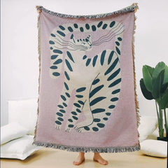 Exotic Pink Cat Throw Blanket