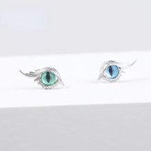 Load image into Gallery viewer, Enchanting Cat&#39;s Eye Feather Stud Earrings
