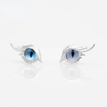 Load image into Gallery viewer, Enchanting Cat&#39;s Eye Feather Stud Earrings
