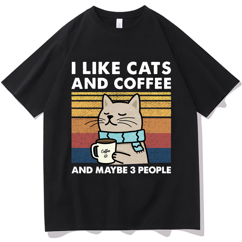 I Like Cats And Coffee T-Shirt [Plus Size Available]