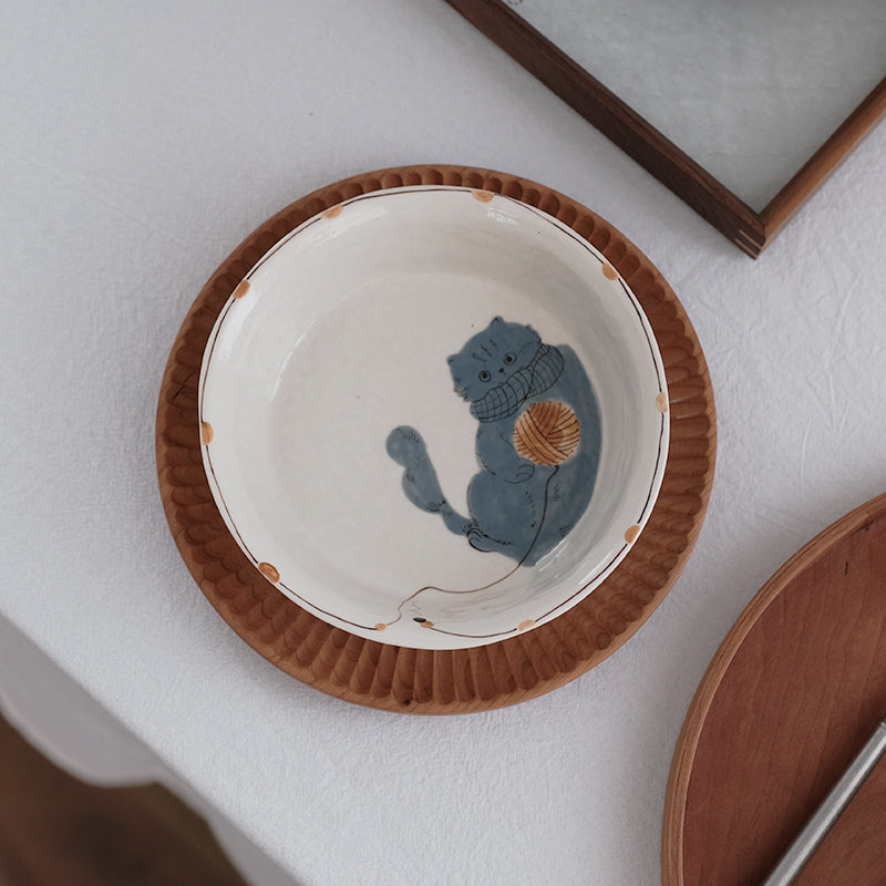 Artist Handmade Cats Cup And Plate