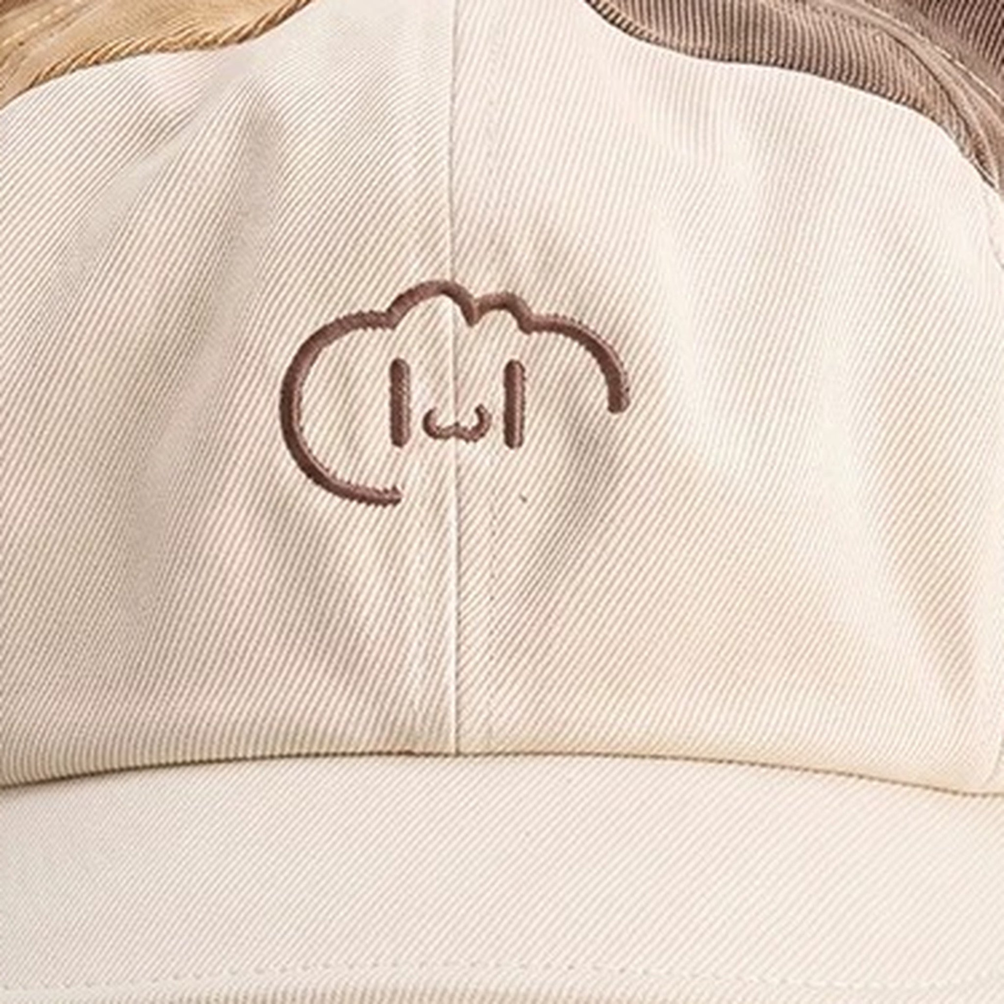 Close-up of the cloud cat face embroidery
