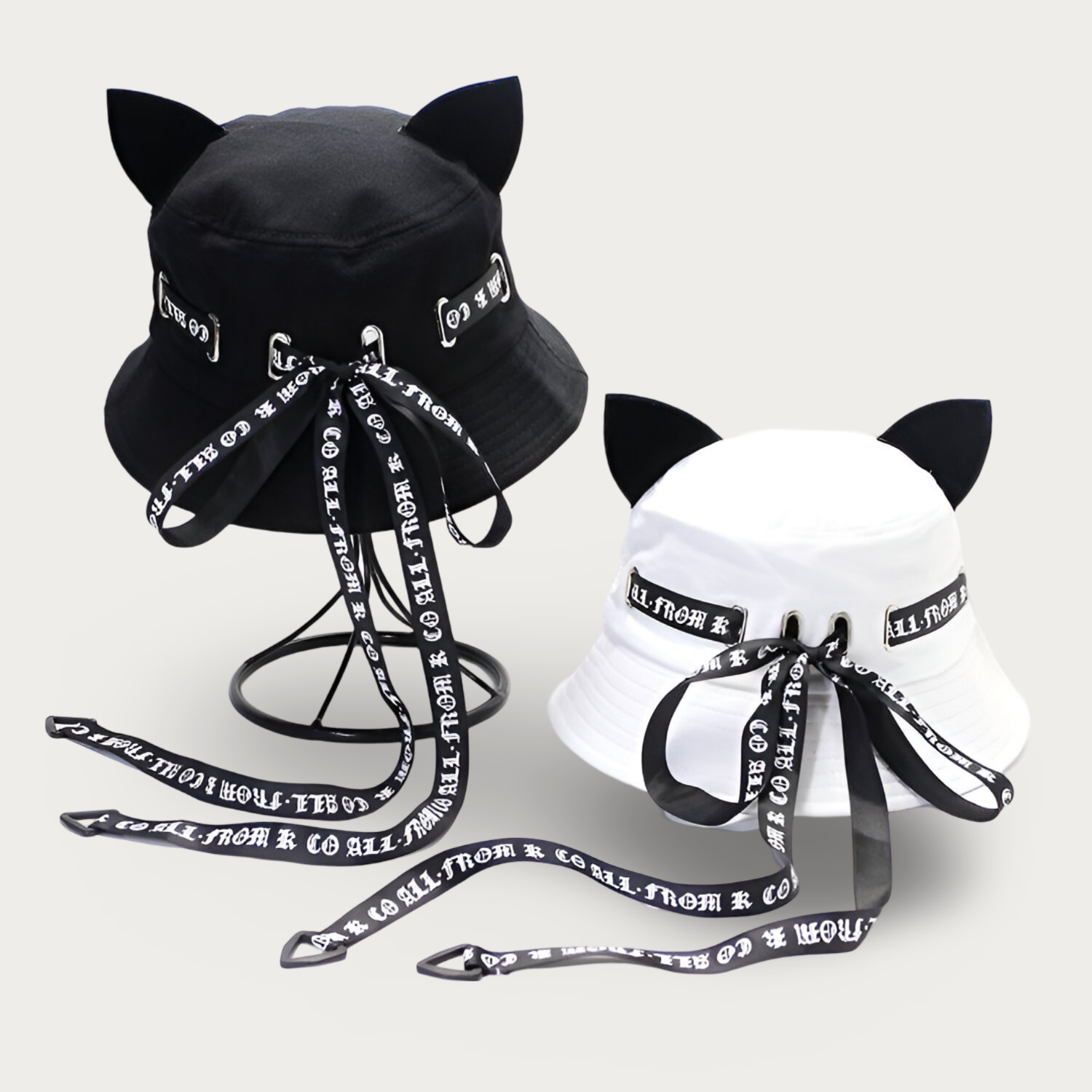 Gothic Ribbon Cat Ear Bucket Hat