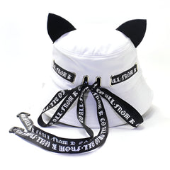 Gothic Ribbon Cat Ear Bucket Hat