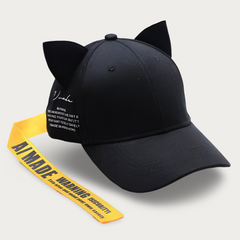 Hip Hop Kitty Baseball Cap with Printed Strap
