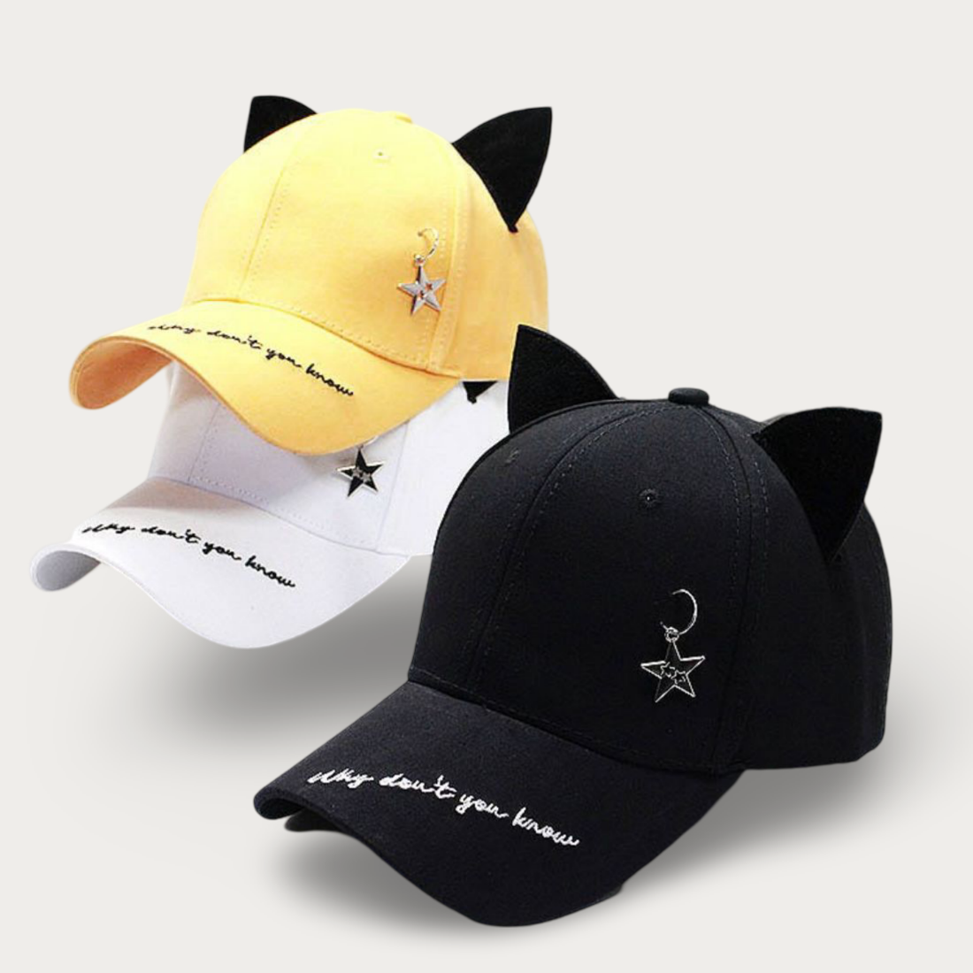 K-pop Style Starred Cat Ear Cap