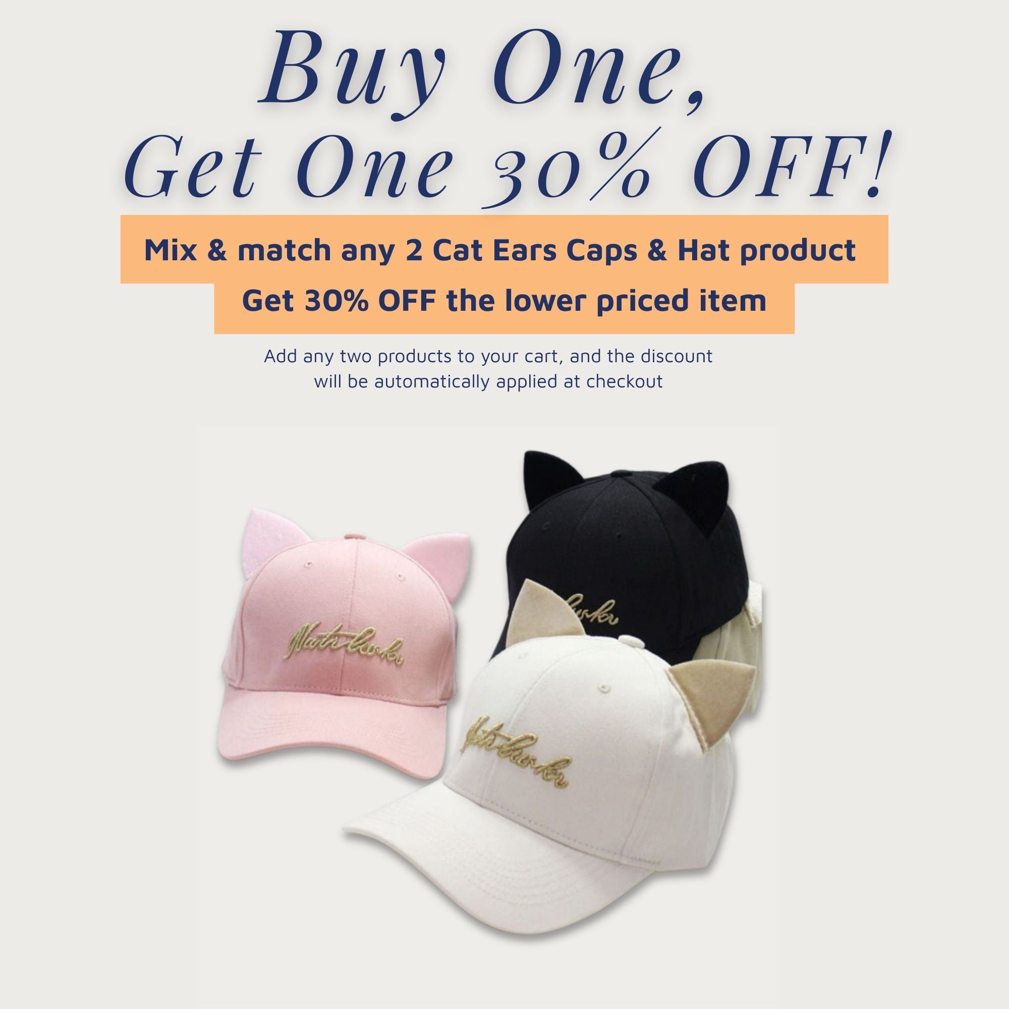 Classic Embroidered Cat Ear Cap