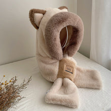 Load image into Gallery viewer, Cuddly Cat Ears Plush Hooded Hat &amp; Scarf
