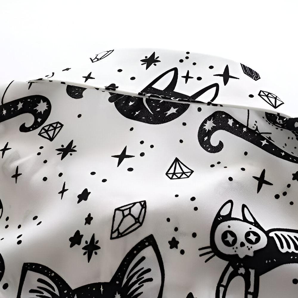 Slim Cut Chiffon Cat Print Shirt