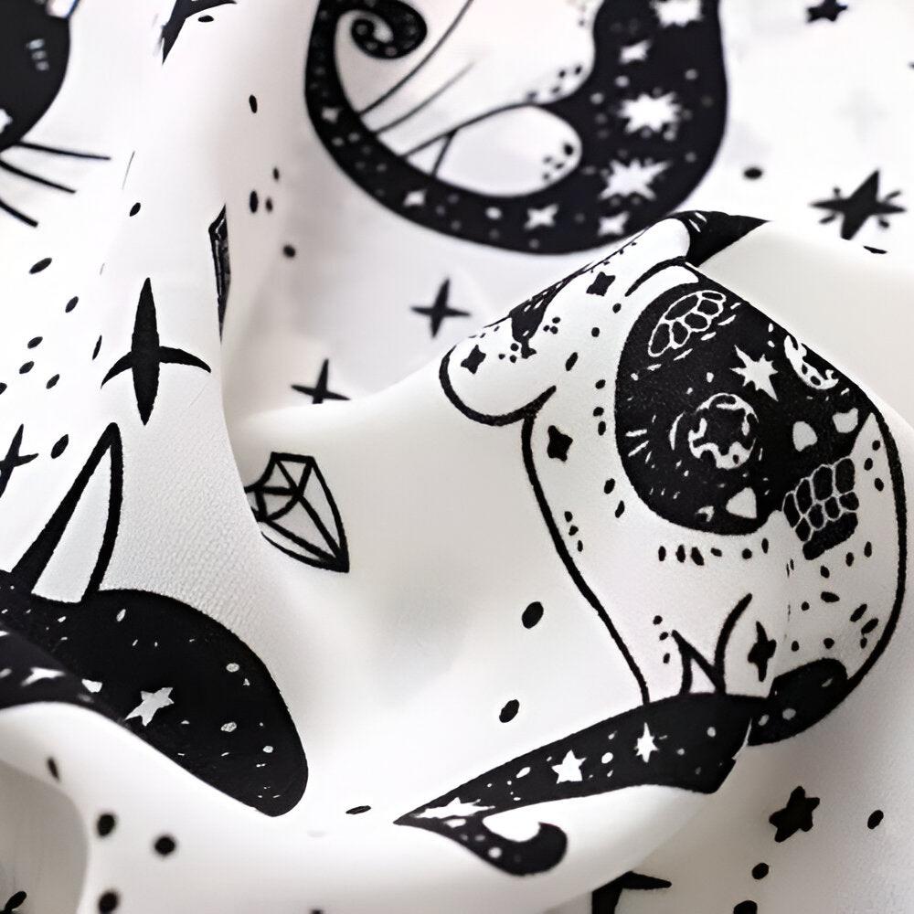 Slim Cut Chiffon Cat Print Shirt