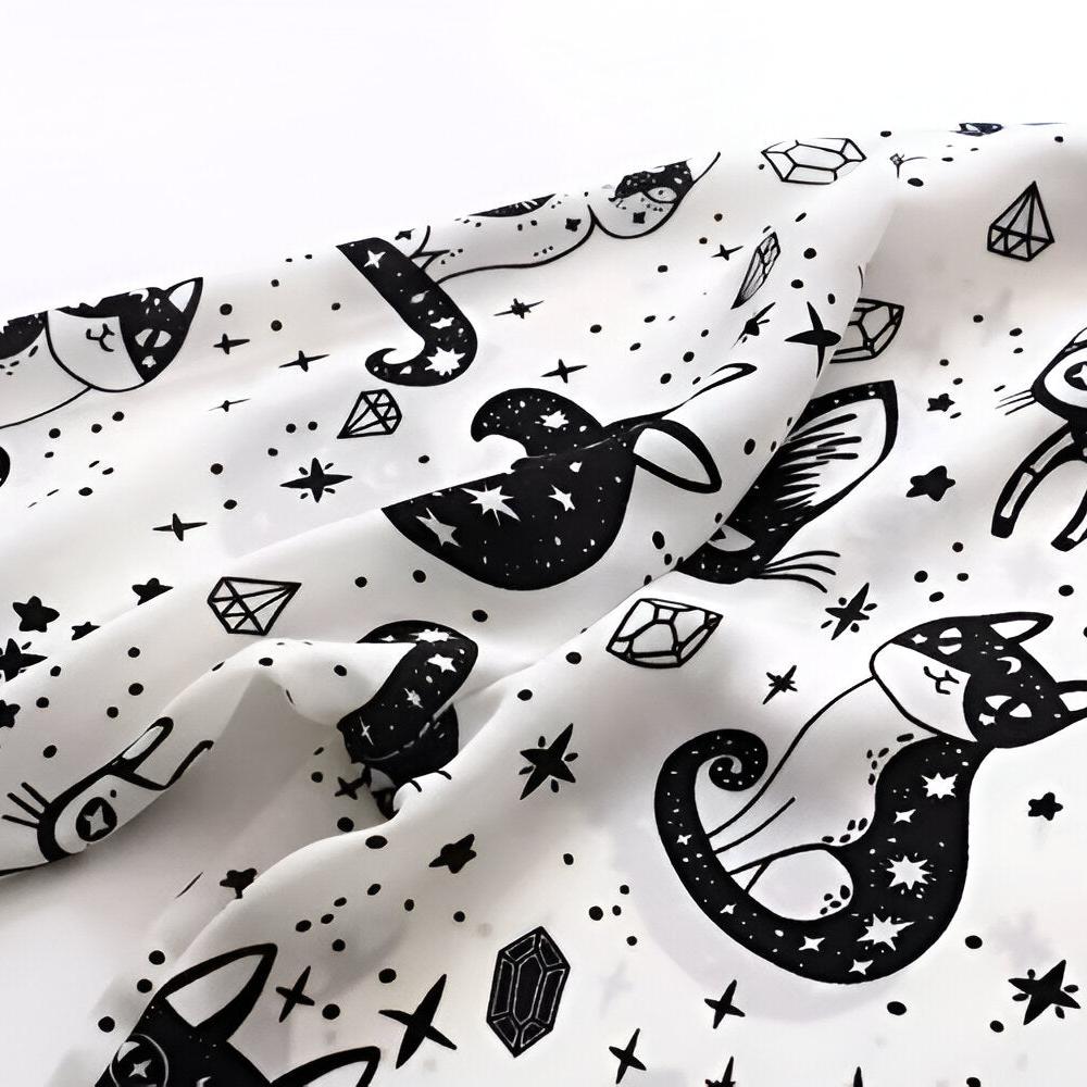 Slim Cut Chiffon Cat Print Shirt
