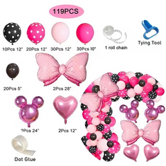 Minnie Style Birthday Balloon Set (119 Pcs Set)