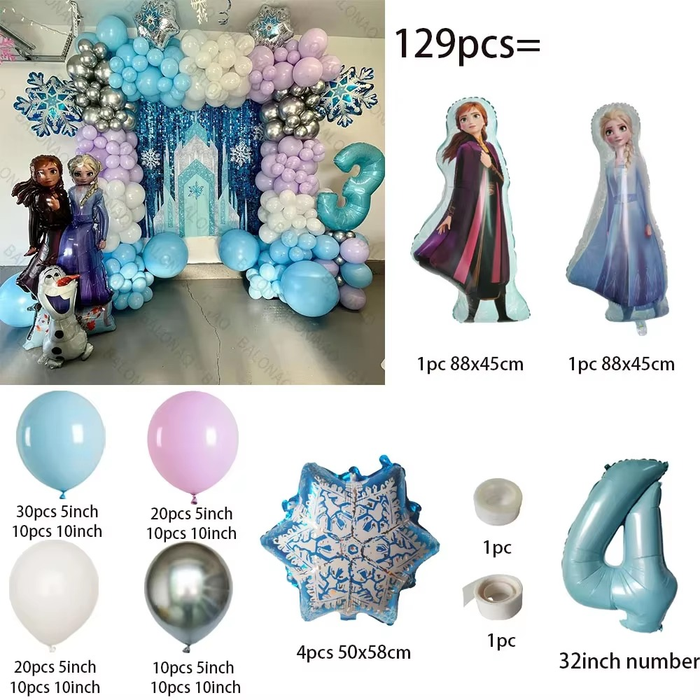Elsa and Anna Themed Party Balloon - 129 Piece Set