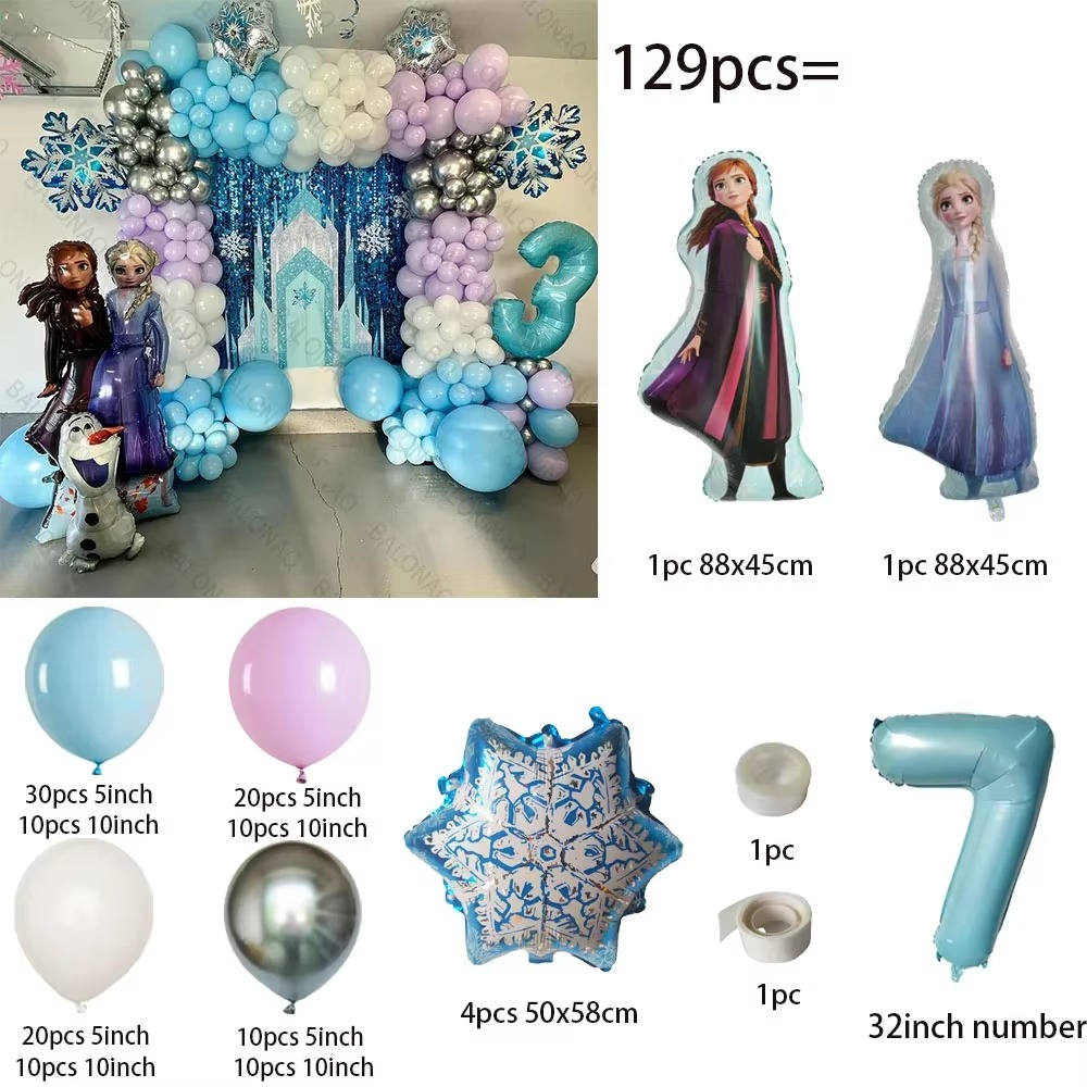 Elsa and Anna Themed Party Balloon - 129 Piece Set