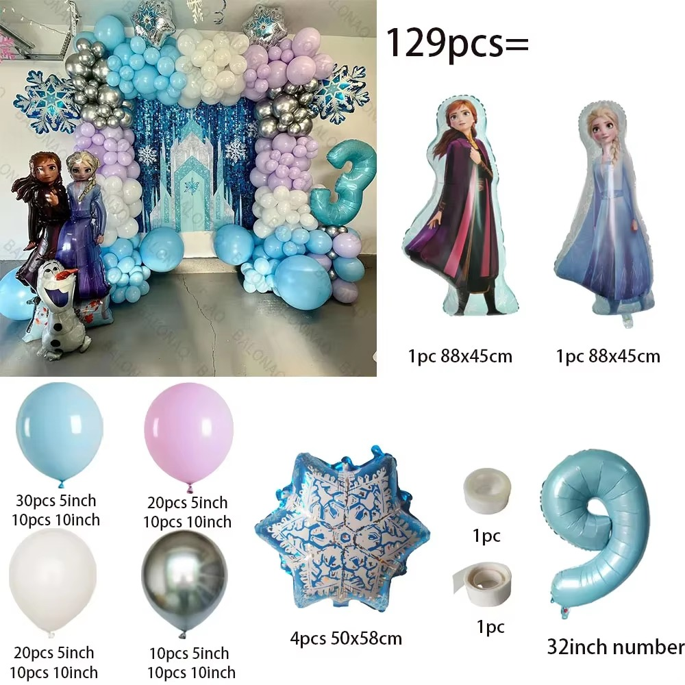Elsa and Anna Themed Party Balloon - 129 Piece Set