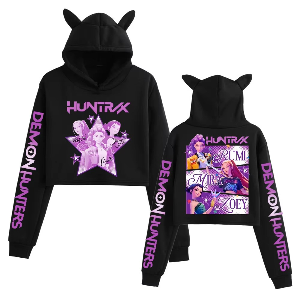 Demon Hunters Cat Ears Cropped Hoodie