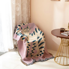 Exotic Pink Cat Throw Blanket