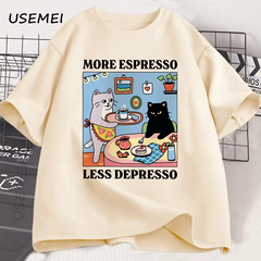 Coffee Cat Mood T-Shirt [Plus Size Available]