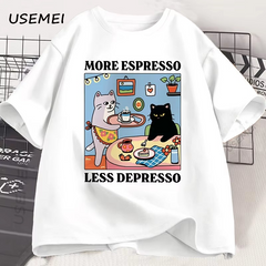 Coffee Cat Mood T-Shirt [Plus Size Available]