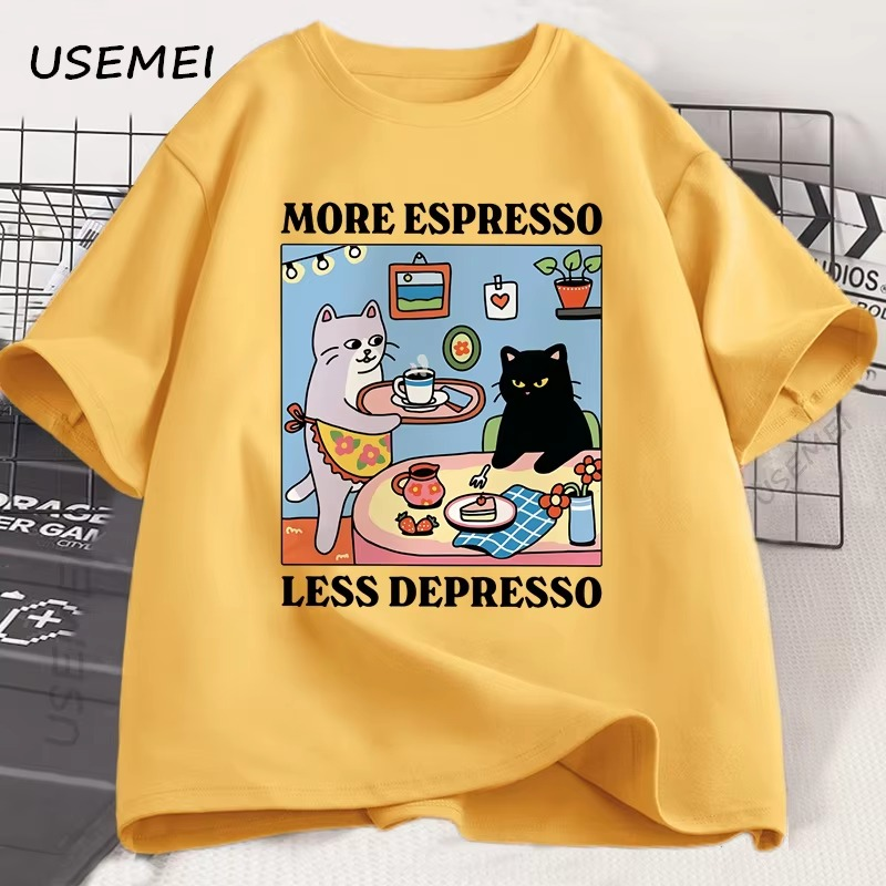 Coffee Cat Mood T-Shirt [Plus Size Available]
