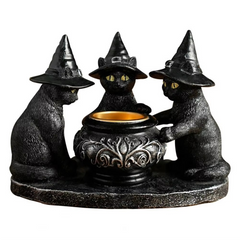 Vintage Black Cat Witch Candle Holder