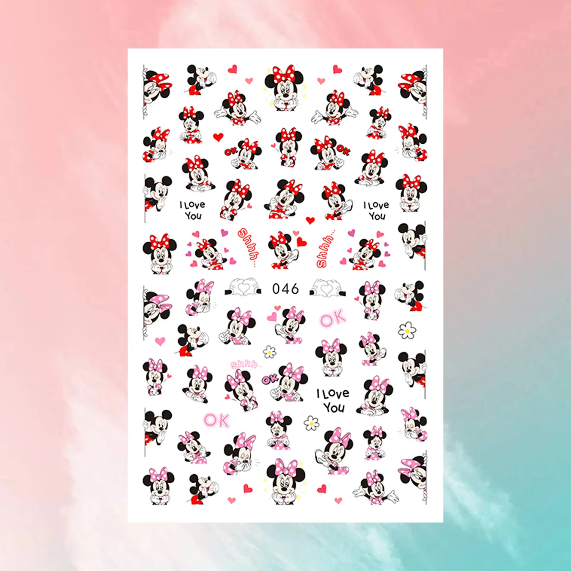 ✨FREE - Mickey Minnie Nail Art Decal (10 pcs)