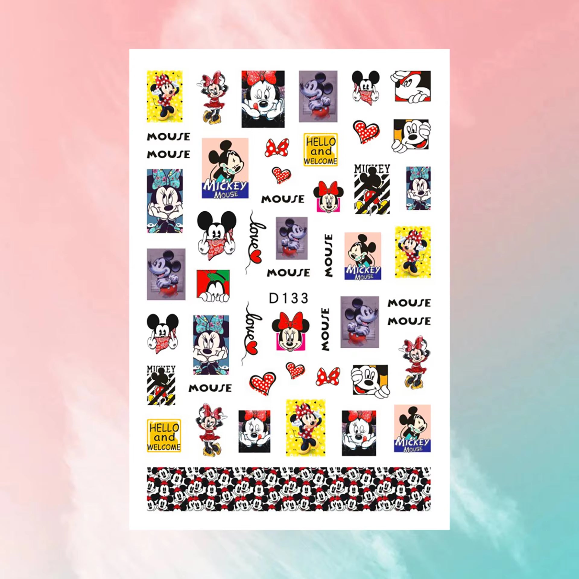 ✨FREE - Mickey Minnie Nail Art Decal (10 pcs)