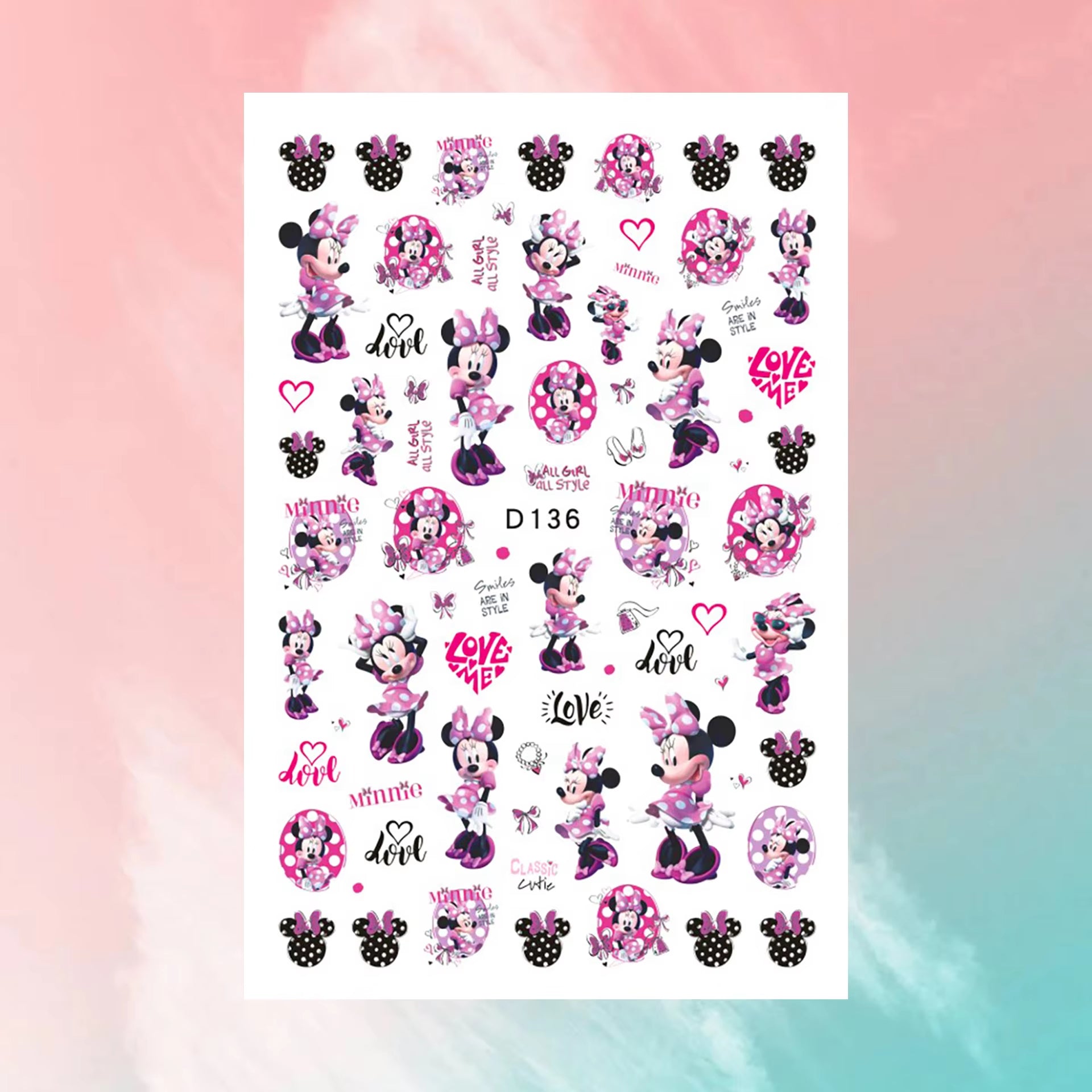 ✨FREE - Mickey Minnie Nail Art Decal (10 pcs)