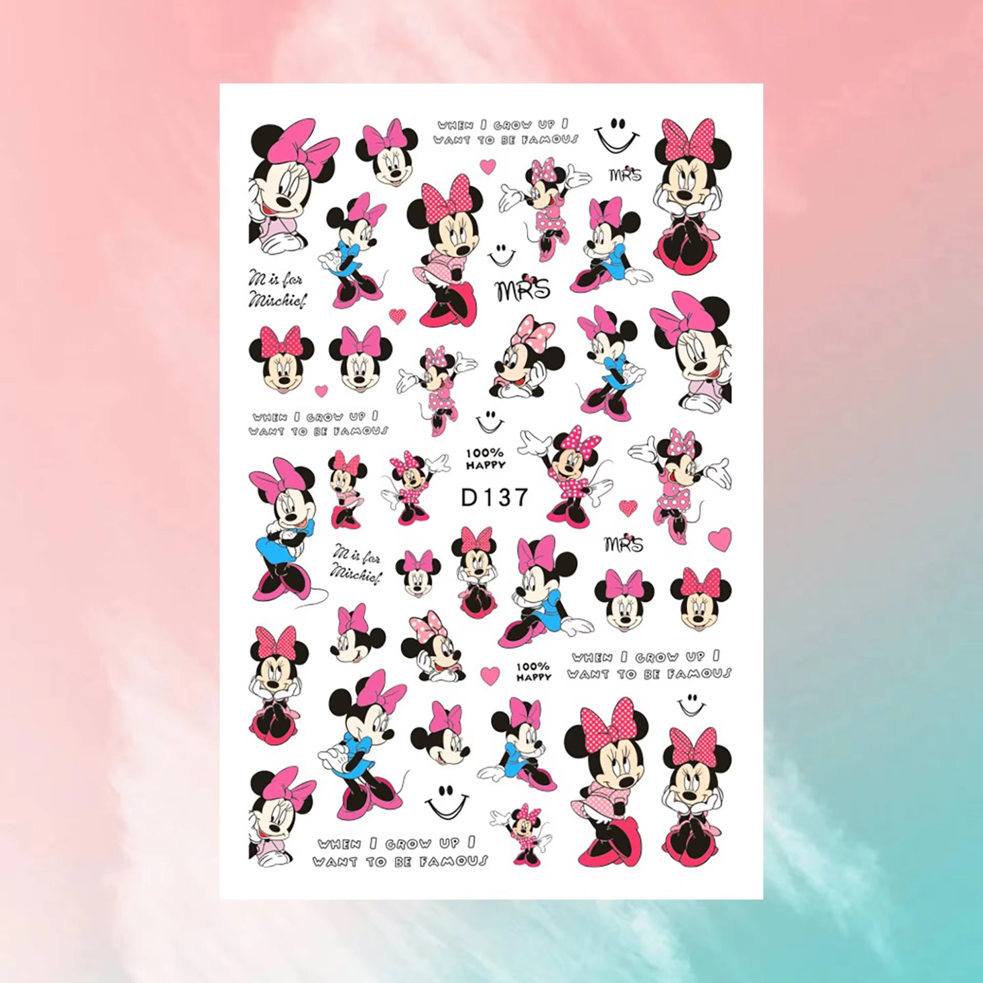 ✨FREE - Mickey Minnie Nail Art Decal (10 pcs)