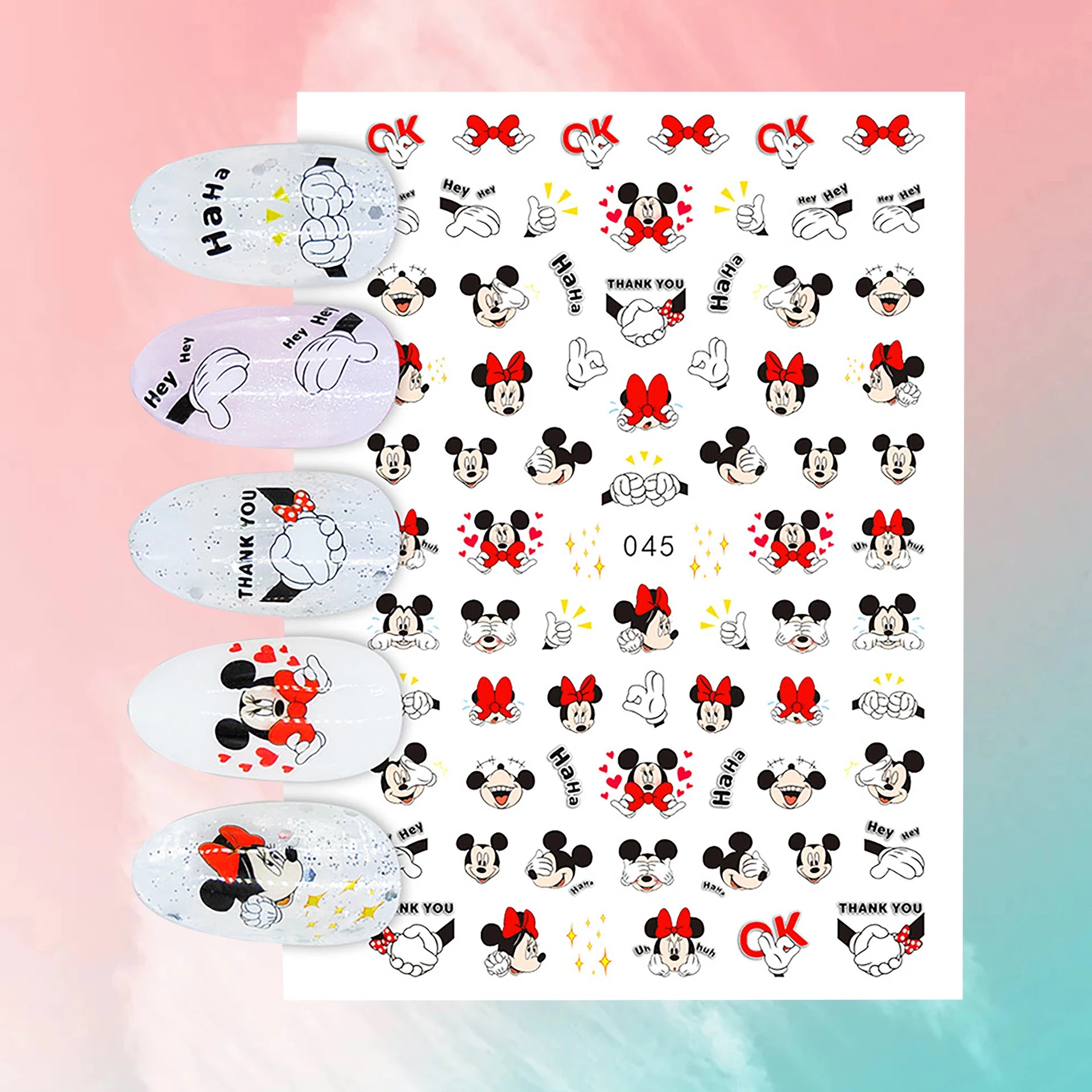 ✨FREE - Mickey Minnie Nail Art Decal (10 pcs)