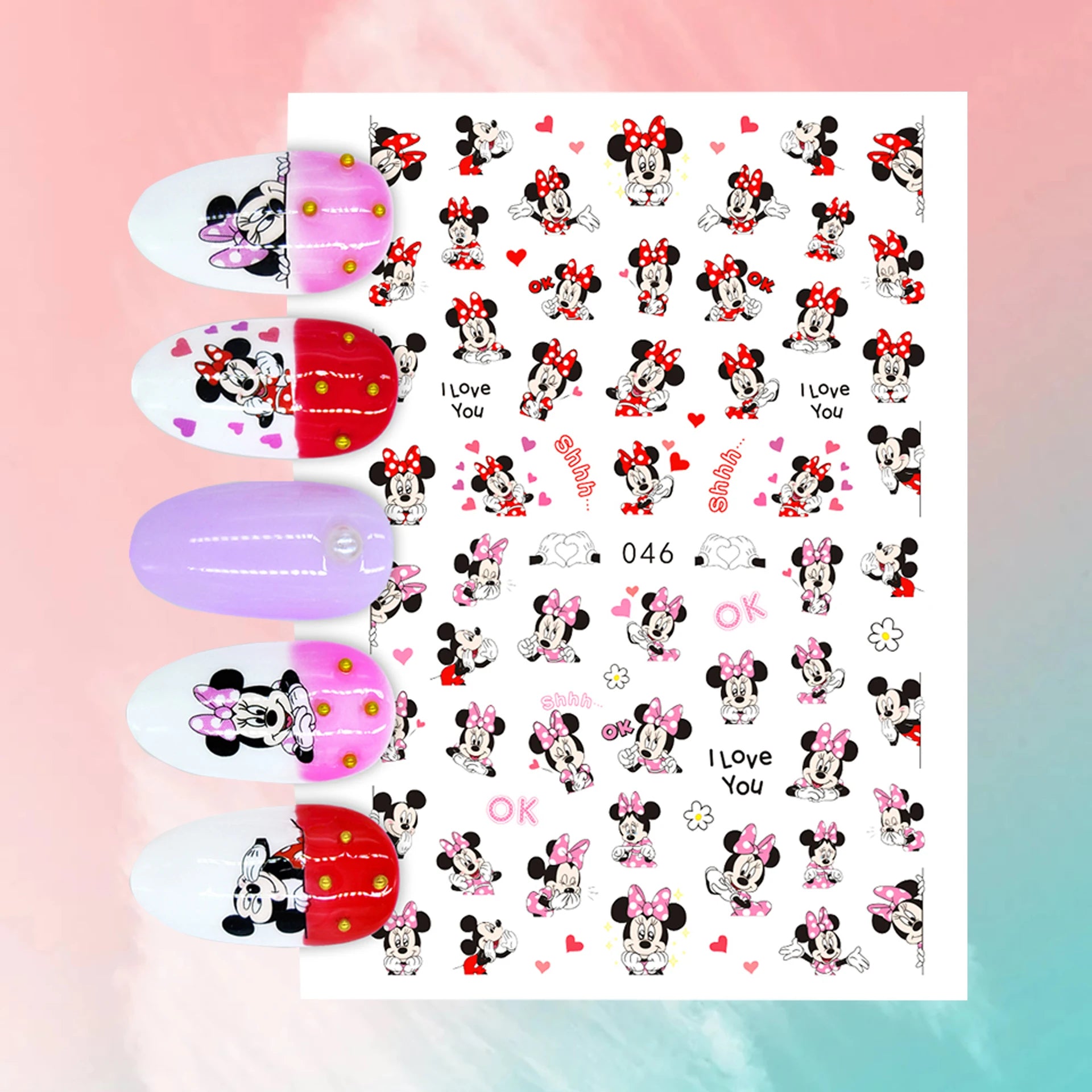 ✨FREE - Mickey Minnie Nail Art Decal (10 pcs)