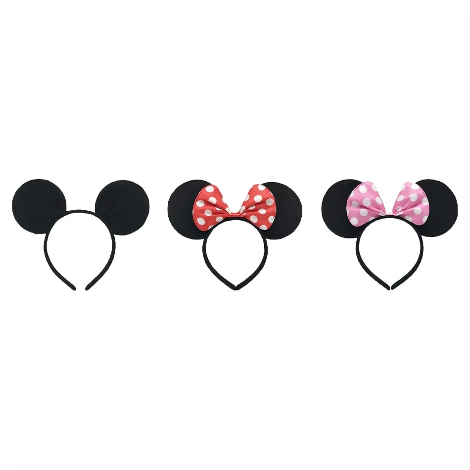 Minnie Mickey Ears & Bow Headbands – 3/6/12 Pcs Per Pack