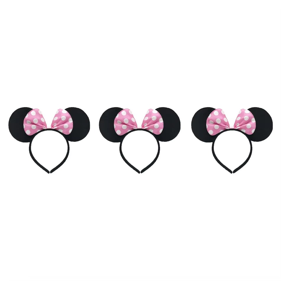 Minnie Mickey Ears & Bow Headbands – 3/6/12 Pcs Per Pack