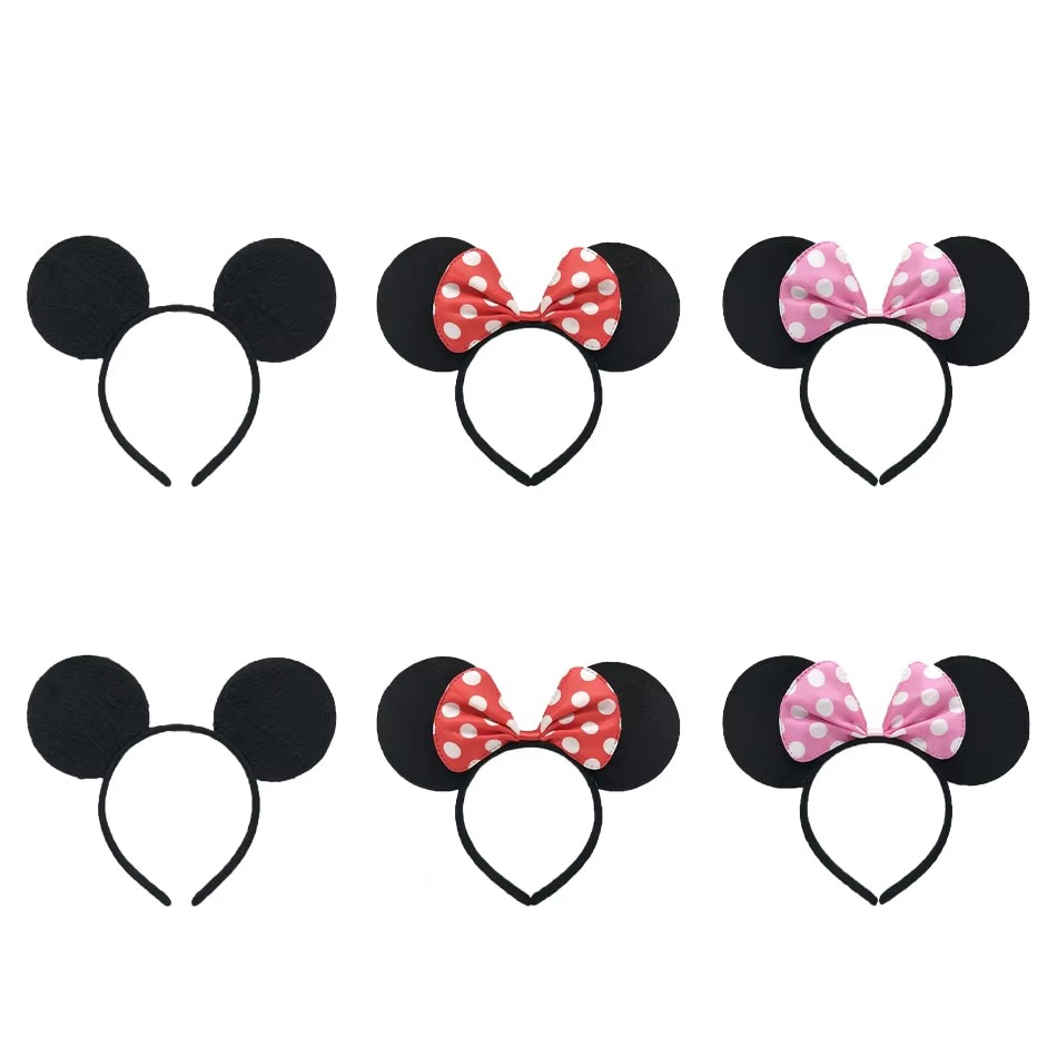 Minnie Mickey Ears & Bow Headbands – 3/6/12 Pcs Per Pack